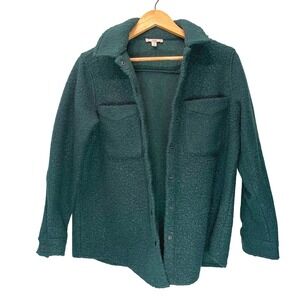 Como‎ Vintage Green Boucle Shacket Shirt Jacket Button Front Size Small Cozy